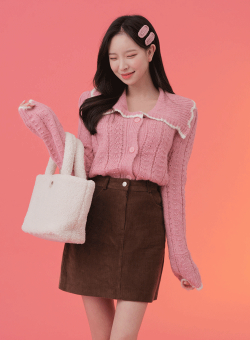 Lining Collar Cardigan