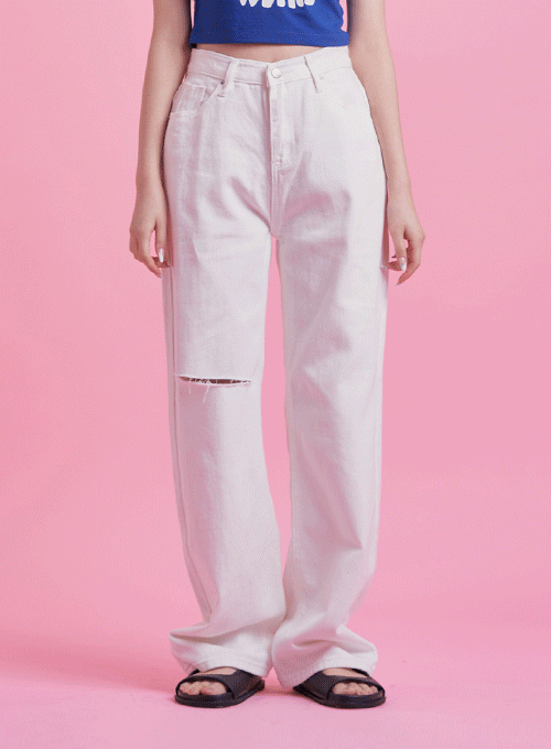 Slit HIgh-Waisted Cotton Pants BY12