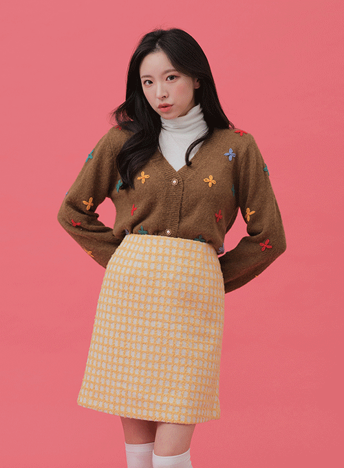 Checkered Midi Skirt