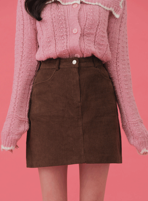 Corduroy Mini A-Line Skirt