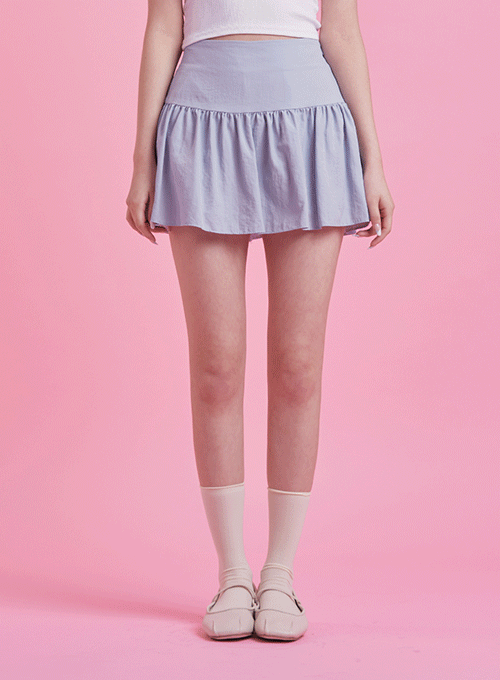 Nylon Ruffle Mini Skirt BY13