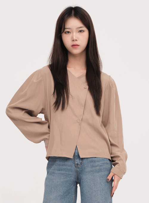 Button-Up Wrap Blouse