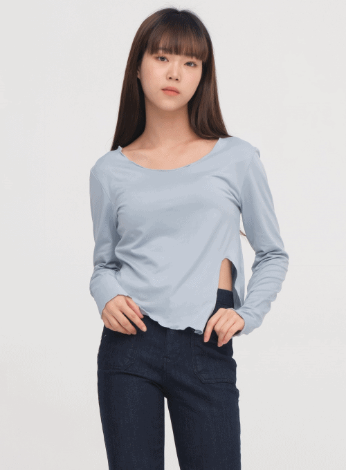 Cross Slit High-Low T-Shirt