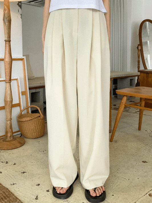 Pintuck Wide Leg Tailored Pants CCA29