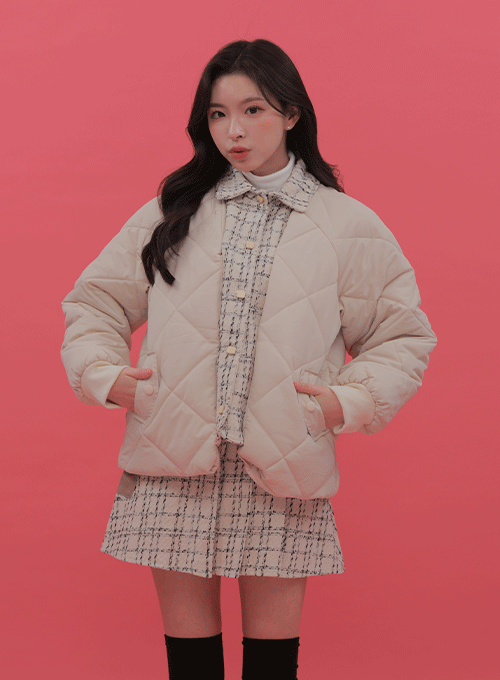 Tweed Puffer Jacket and Tweed Skirt Set BS-A20120602