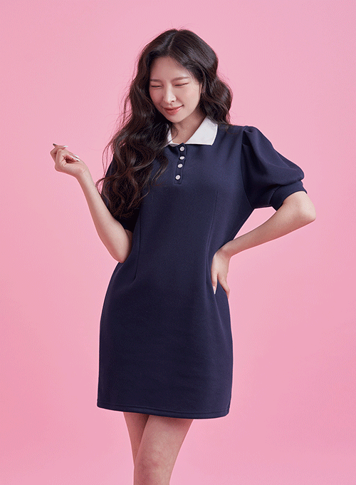 Tennis Collar Puff Mini Dress BM10