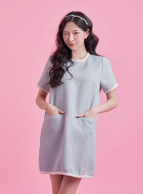 Ringer Style Tweed Mini Dress BM10