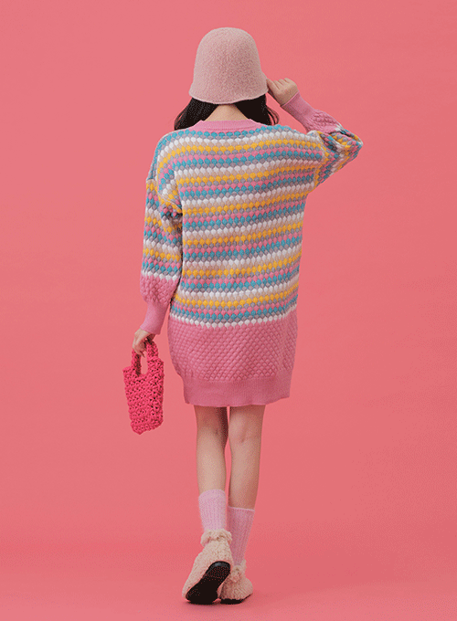 Rainbow Stripe Knit Dress