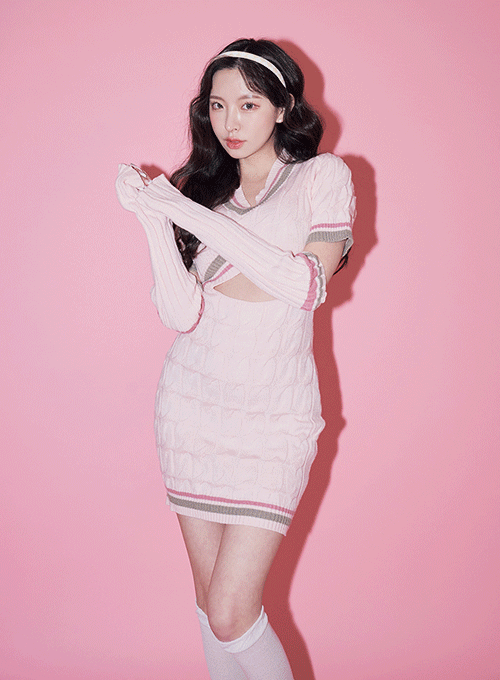 Girl Next Door Slit Knitted Mini Dress BM10
