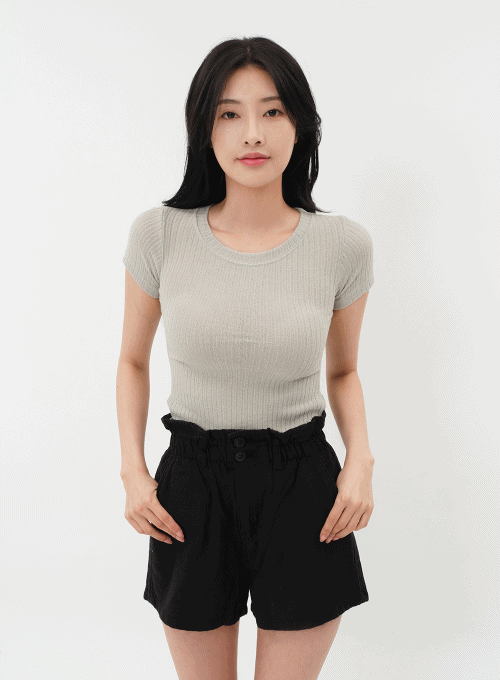 Ruffle Banded Hem Double Button Shorts IM10