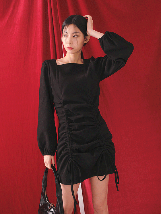 Shirring Mini Dress