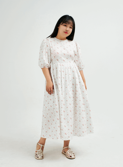 Plus Romantic Flower Print Ribbon Tie Maxi Dress IY24