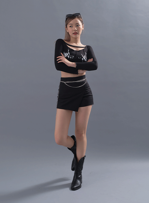 Wrap Style Mini Skirt Pants CM11