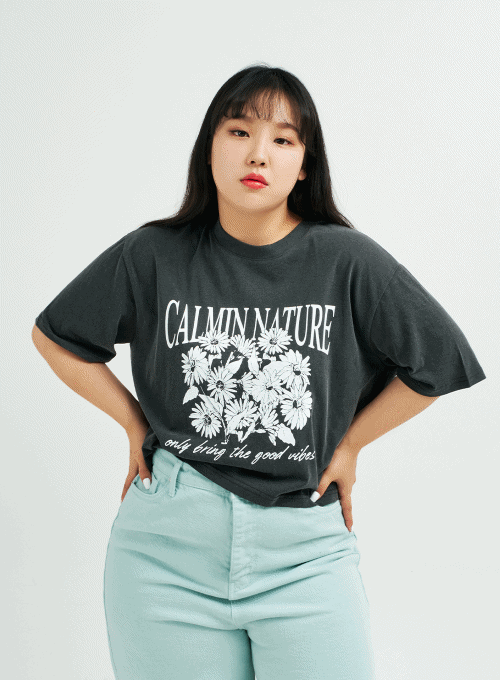 Plus Flower Print Graphic Tee IY24