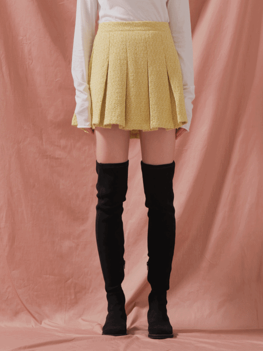 Tweed Setup Pleated Mini Skirt