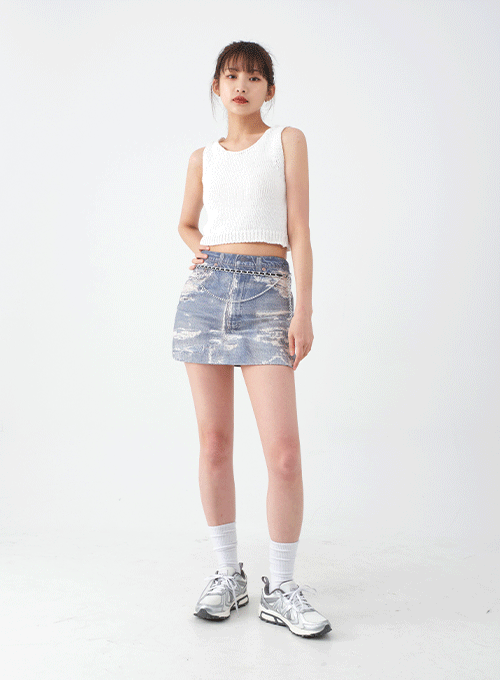 Denim Print Mini Skirt CA29