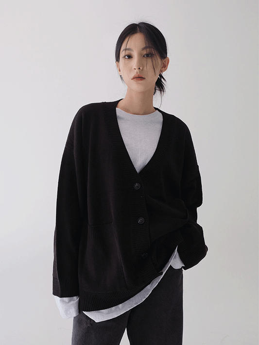 V Neck Relaxed Fit Cardigan F14