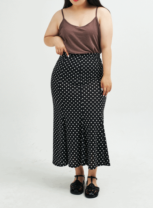 Plus Mermaid Fit Polka Dot Maxi Skirt IY24