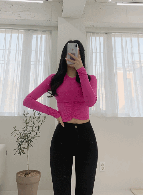 Long Sleeve T Shirt With Shirring Detail IM20