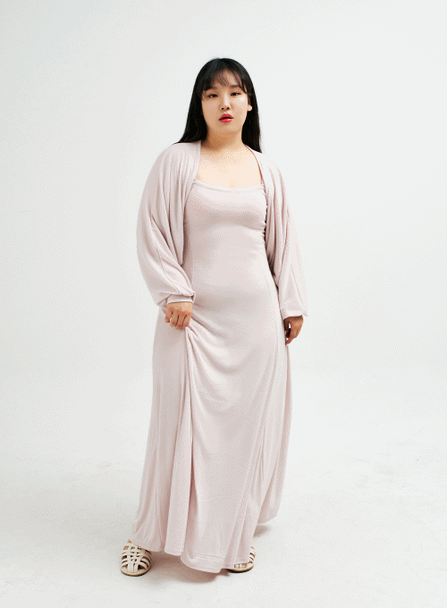 Plus Soft Sleeveless Maxi Dress and Bolero Set IY24