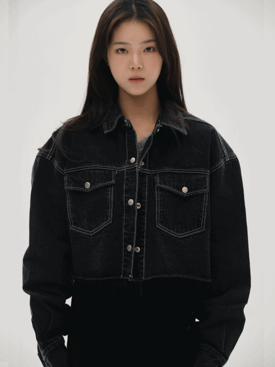 Overfit Cropped Denim Jacket