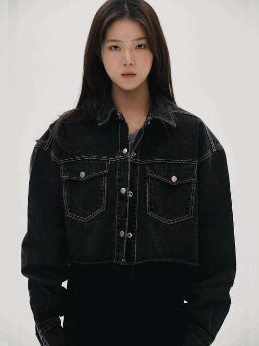 Overfit Cropped Denim Jacket