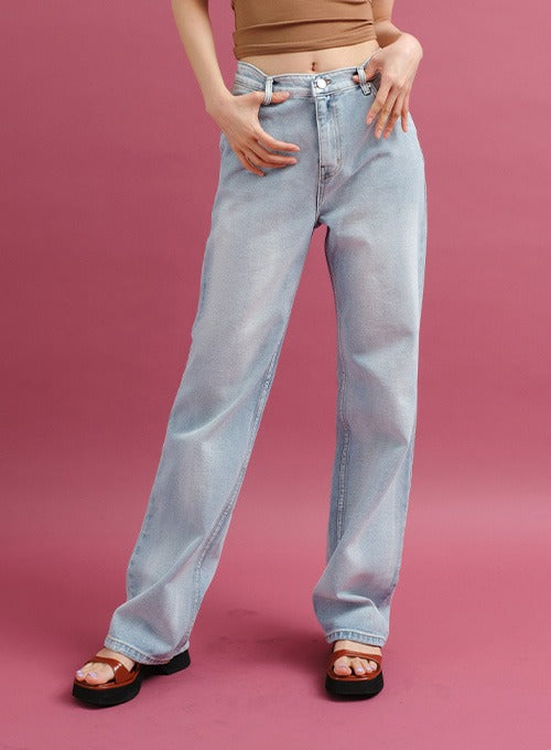 Bleached Straight Leg Denim Pants CY24