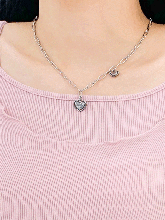 Y2k Double Heart Chain Necklace CCM03