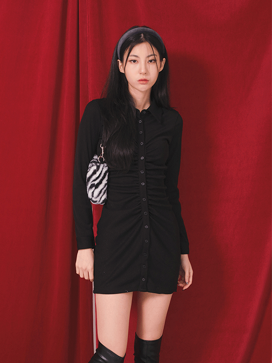 Shirring Mini Dress
