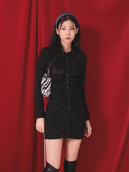 Shirring Mini Dress