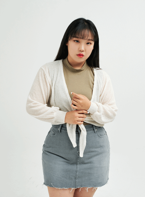 Plus Linen Tie Bolero Knit IY24