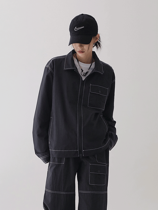 Relaxed Fit Jacket with Stich Detail F14