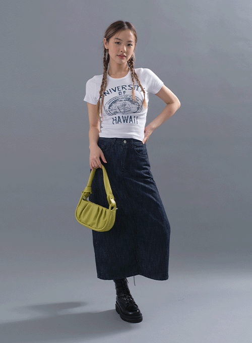 Raw Denim Maxi Skirt CY13