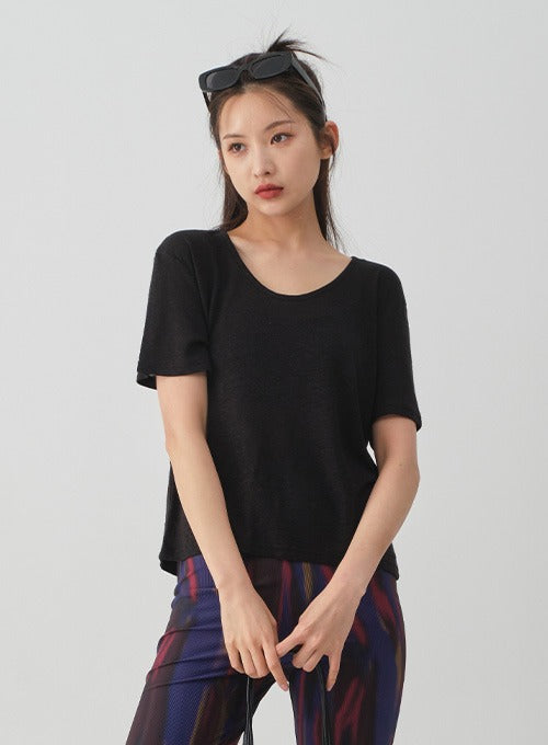 Round Neck Linen T-Shirt CY24