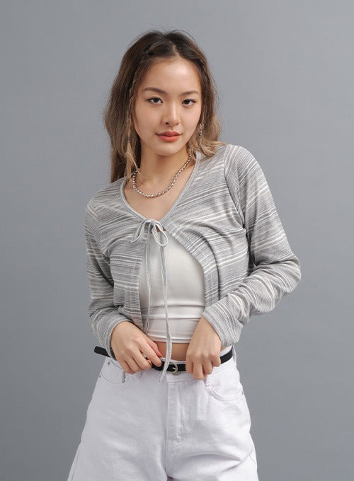 Striped Ribbon Tie Cardigan CY24