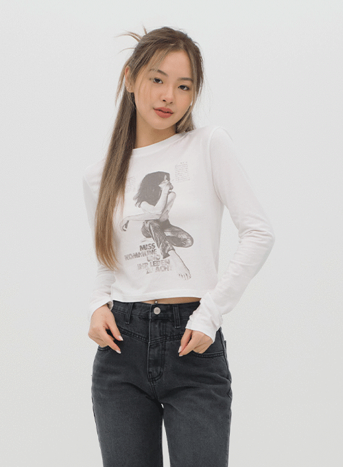 Long Sleeve T Shirt Slim Fit with Graphic Print C1002