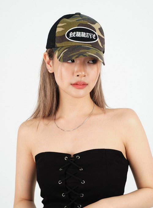 Lettered Camo Mesh Baseball Cap CM02