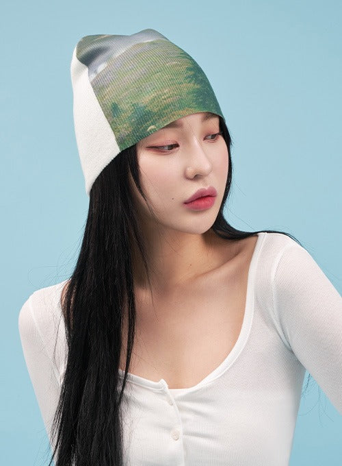 Printed Two Tone Beanie CA06