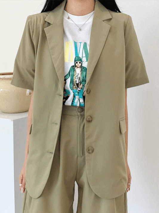 Basic Short-Sleeve Blazer Jacket CCM02
