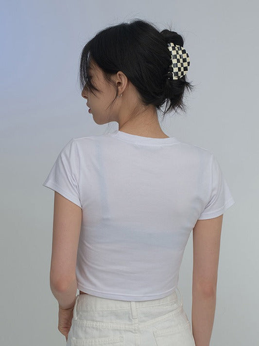 Rounded Plaid Hair Pin CA04