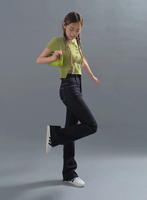 Boot Cut Raw Denim Pants CY16