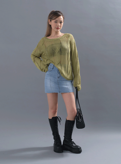 Raw Hem Jean Skorts CY13