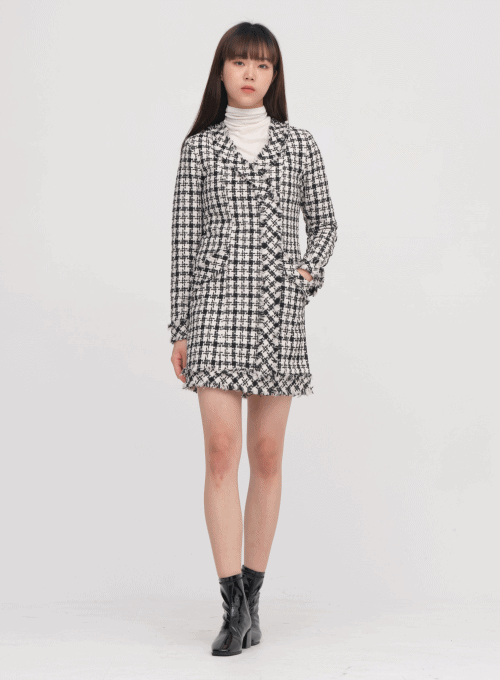 Tweed Wrap Mini Dress