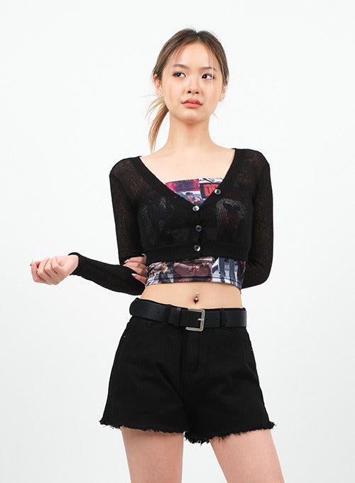 Sheer Cropped Cardigan CA28