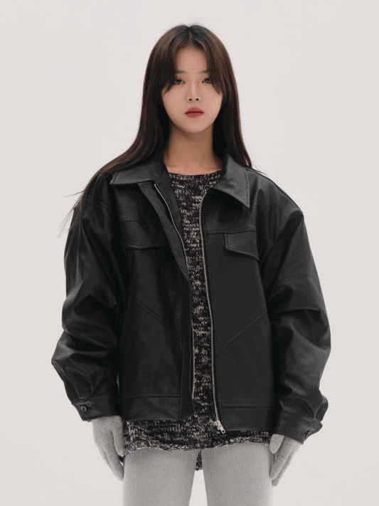 Zippered Faux Leather Jacket