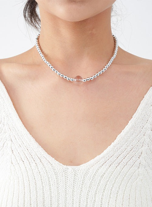Marble Snowball Silver Necklace CM3
