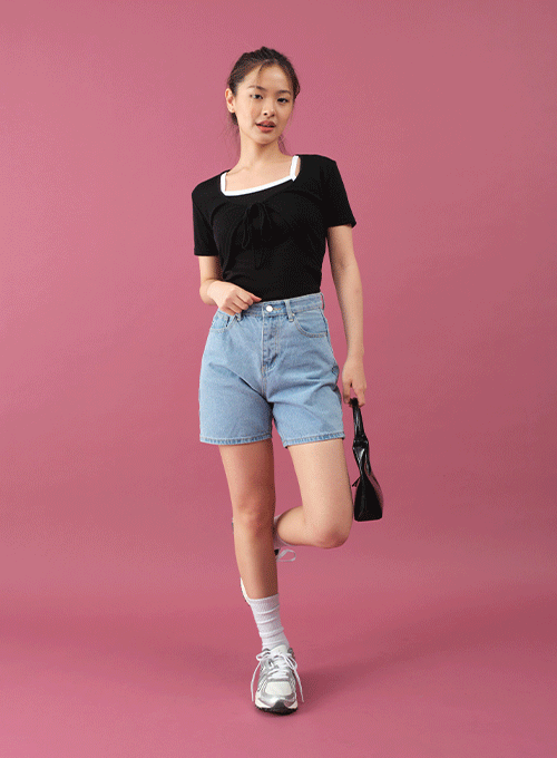 Basic Wide Denim Shorts CY16