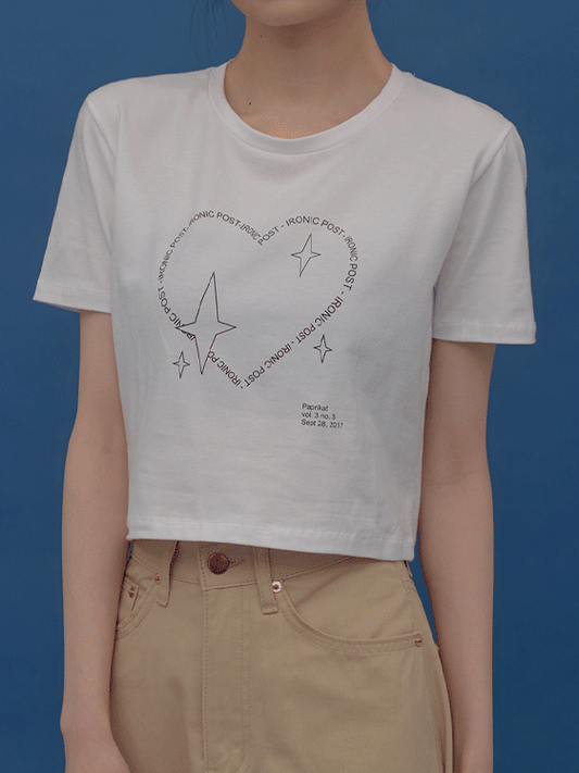 Short Sleeve T Shirt with Heart Print F22