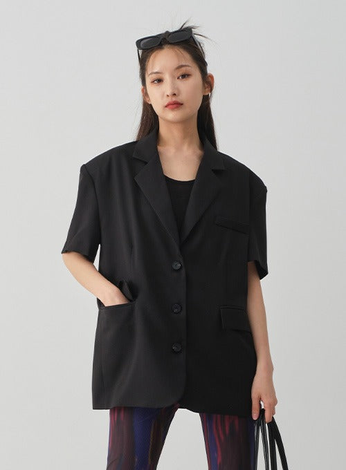 Oversized Blazer Jacket with Shoulder Pads CY24
