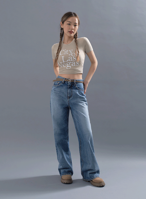 Bleached Wide Leg Jeans CY13